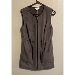 Nordstrom Collection Women S, Taupe Angora Wool Blend Zip Vest‎